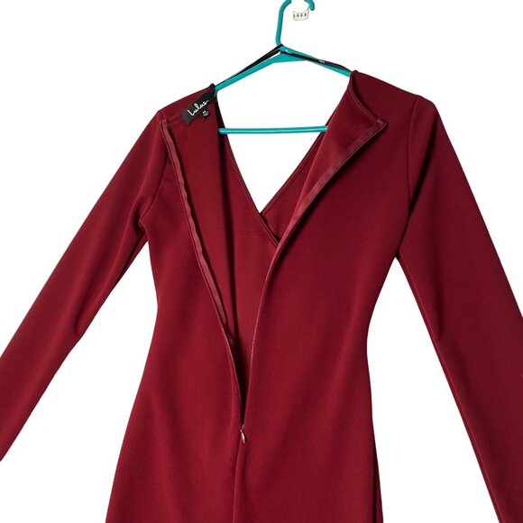 Lulus Dress Women Size M Love Me Completely Bodycon Deep Red Asymmetrical Hem - Picture 10 of 11